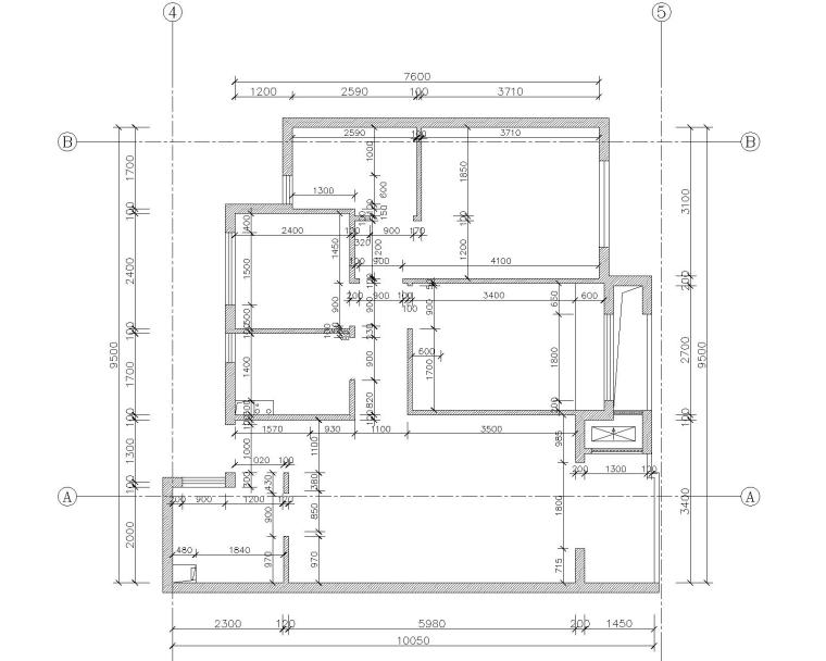 [浙江]杭州良渚新城昆仑华府现代简约摩登风格三居室样板间CAD施工图+效果图+设计说明-2墙体新建图