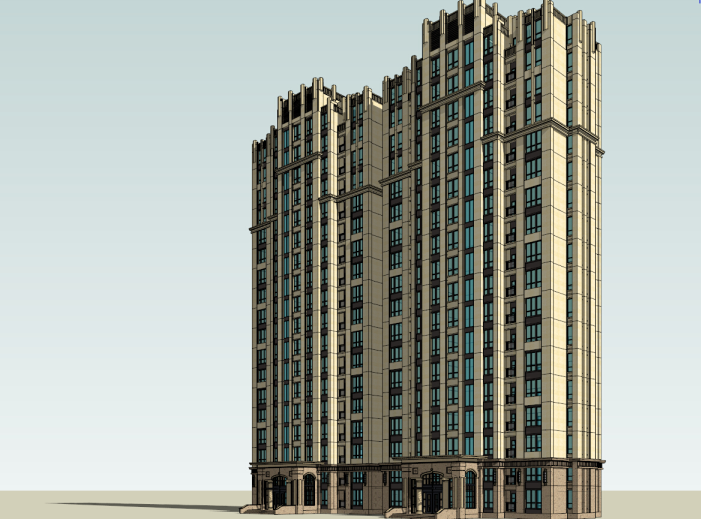 新古典高层住宅施工图资料下载-新古典高层住宅建筑模型设计