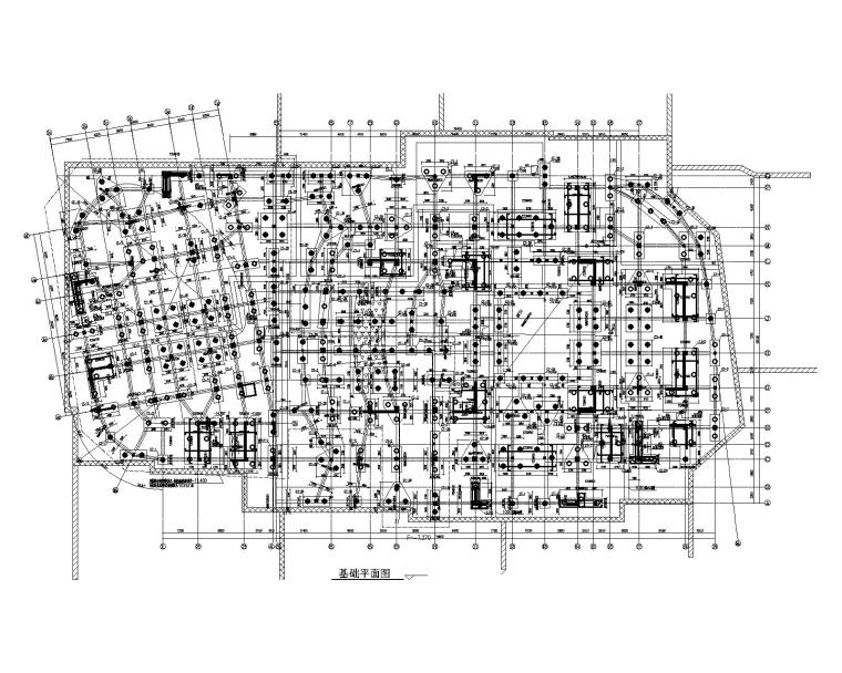 8层框剪结构大剧院建筑结构施工图2016-基础平面布置图