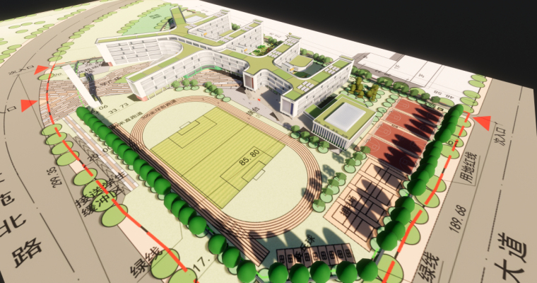 [河南]郑东新区文苑学校建筑模型设计-郑州郑东新区文苑学校投标 河南省纺织建筑设计 (6)