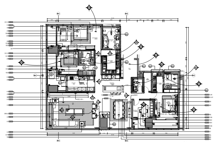 公寓户型分析资料下载-华润公寓D户型样板间室内装修施工图+效果图+物料表