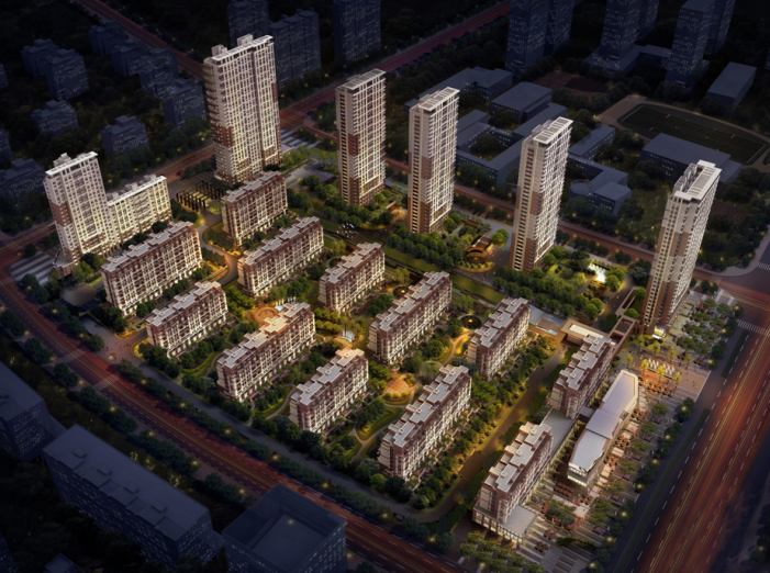两层半城郊村住宅设计资料下载-万科璞悦湾小区住宅建筑模型设计