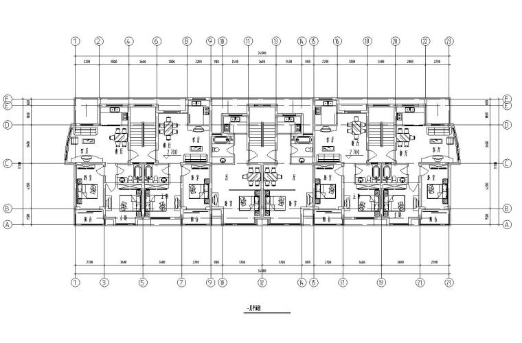 3层楼户型资料下载- 五层单身公寓楼3单元每单元2户对称户型设计