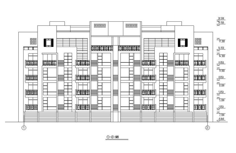 五层单身公寓楼3单元每单元2户对称户型设计