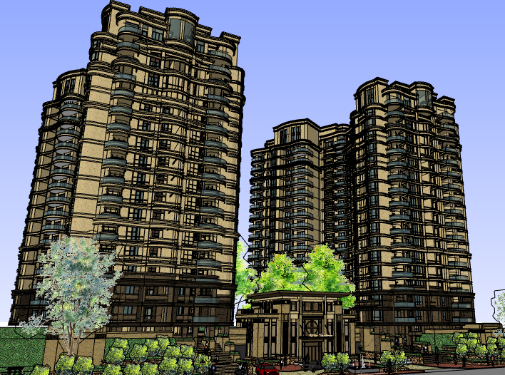6层塔式住宅建筑模型资料下载-丽都花苑高层住宅建筑模型设计