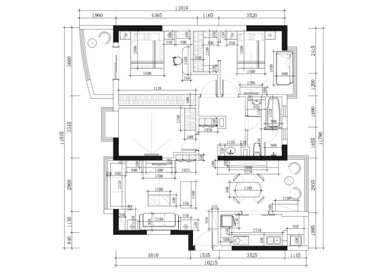 [四川]成都G女士样板间装饰施工图+实景图-家具尺寸图