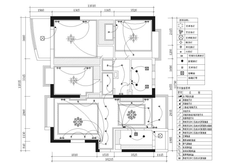 [四川]成都G女士样板间装饰施工图+实景图-开关控制图