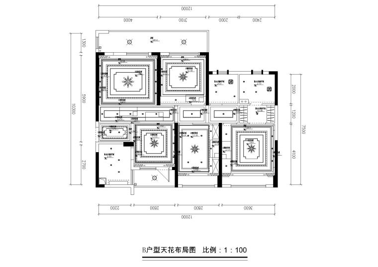 [杭州]赤壁西湖国际广场户型施工图+效果图-天花布局图