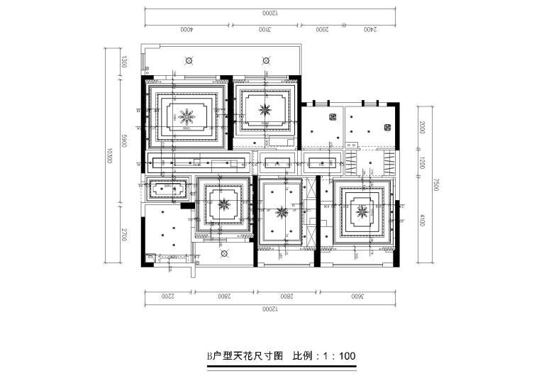 [杭州]赤壁西湖国际广场户型施工图+效果图-天花尺寸图