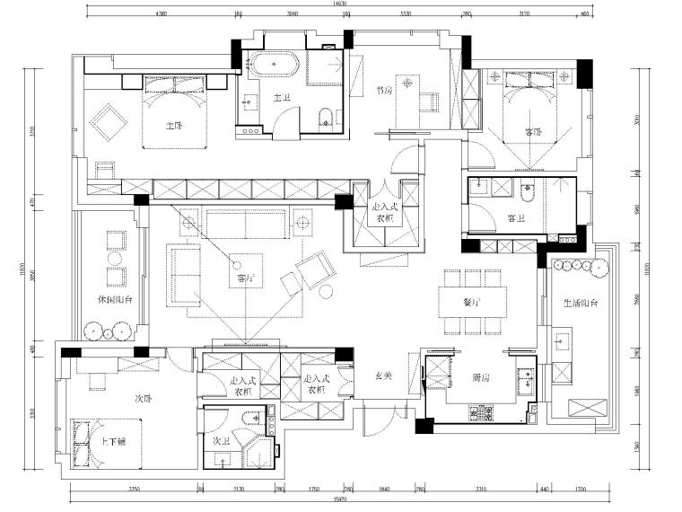 公路工程识图与制图资料下载-[浙江]杭州凯旋门三居室样板房装修施工图