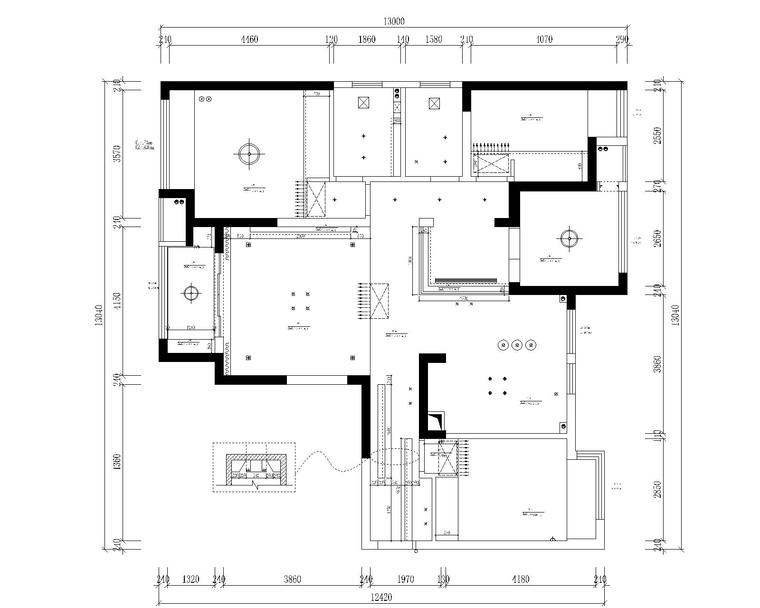 中央华城F3三居室样板房室内装修全套施工图-4顶面布置平面图