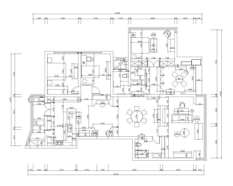 景江城市花园现代风格三居室样板房装修图纸-4家具尺寸图
