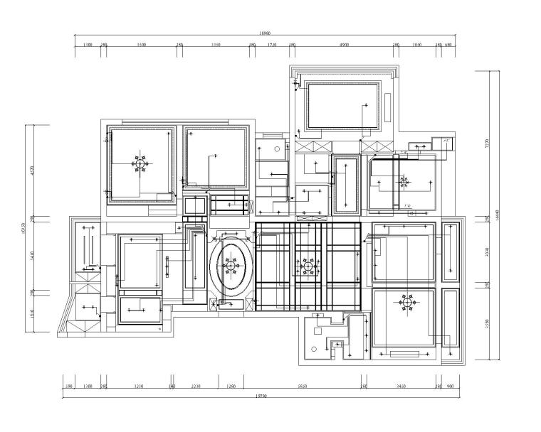 景江城市花园现代风格三居室样板房装修图纸-7开关布置图