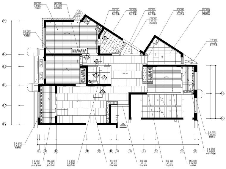 石家庄新源燕府5号标准层三居室样板房图纸-2地面材料图