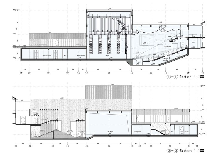 上海复旦大学湘辉厅建筑-Section