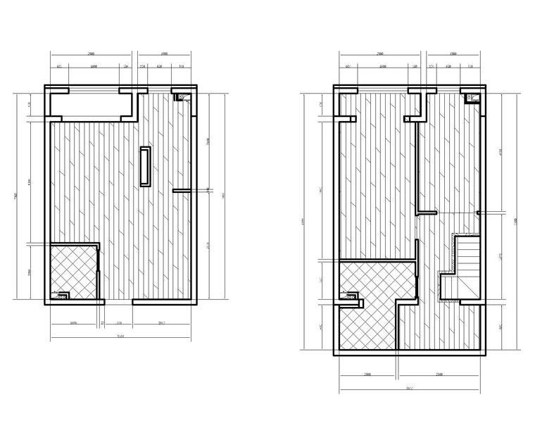 现代风格两居室LOFT样板间室内装修施工图-4一、二层地面材质图