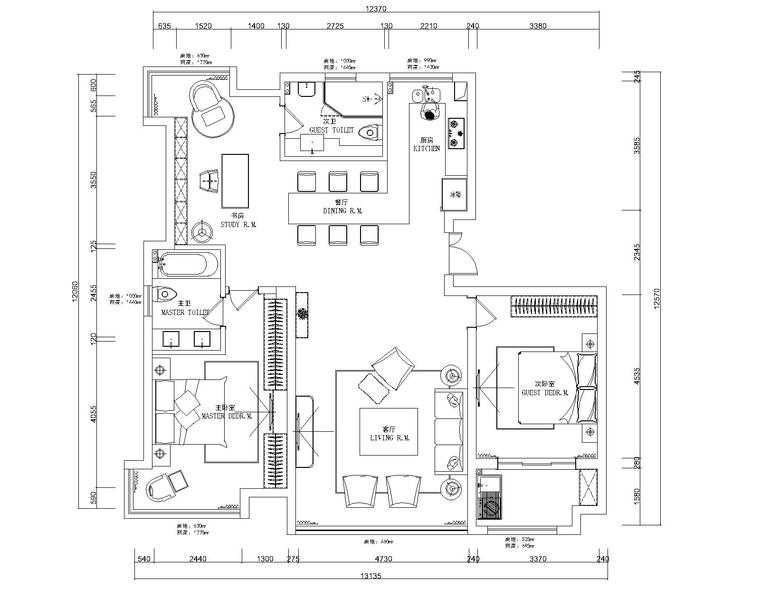 保利花园样板房资料下载-江阴周庄丽景花园两居室样板房全套施工图