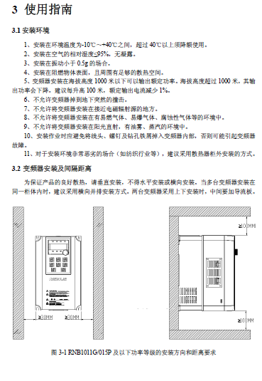 雷诺尔RNB1000系列变频器说明书-变频器安装