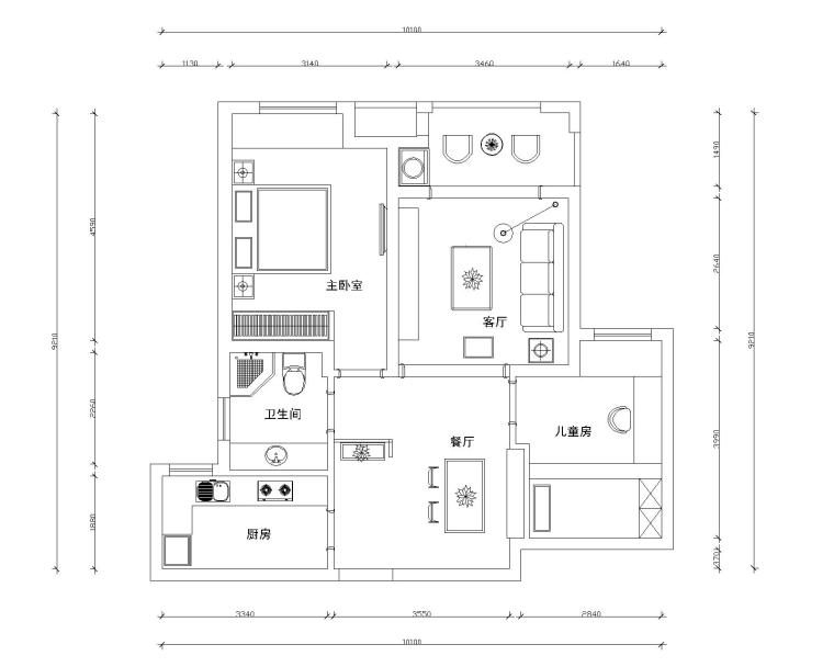 cad室内装修施工资料下载-盛世孔雀城两居室样板房室内装修全套施工图