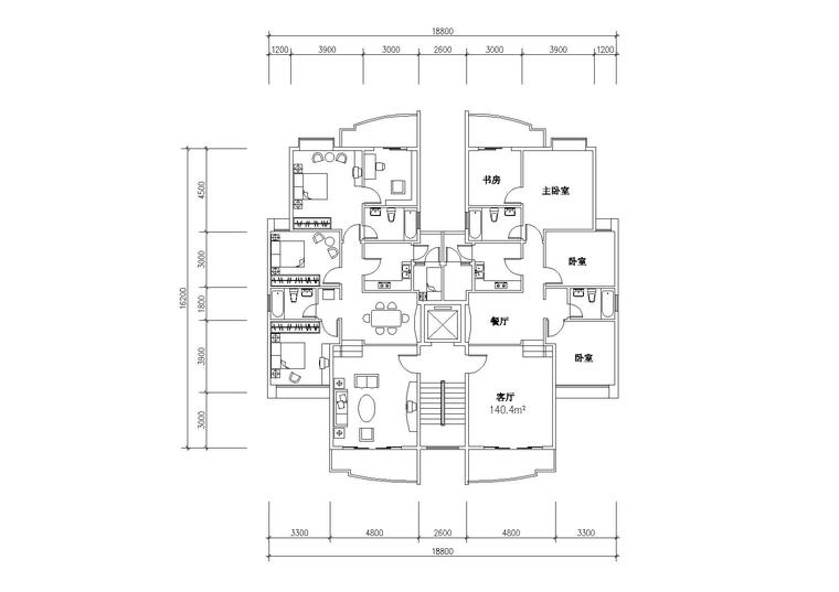 44套高层户型平面图-户型平面图（5）