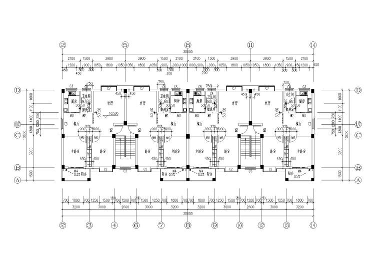 四层古建筑民居建筑施工图-四层平面图