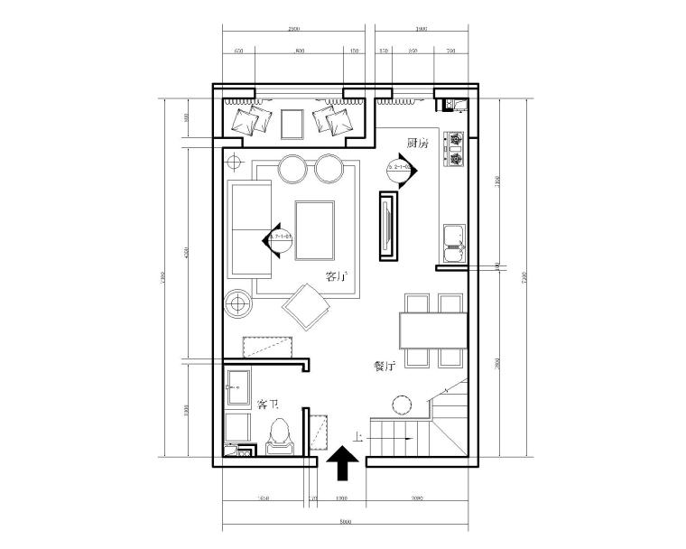 装修图loft资料下载-现代风格两居室LOFT样板间室内装修施工图