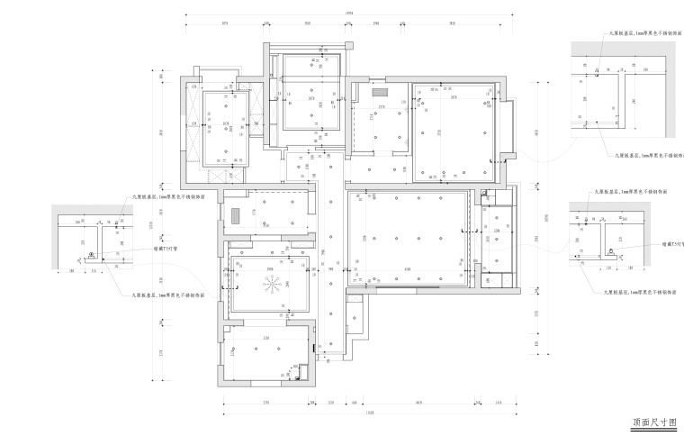 新昌城一居室样板房室内装修施工图+效果图-顶面尺寸图_看图王