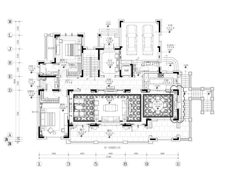 二层五居室别墅资料下载-印象古滇湖景林菀五居室样板房装修施工图