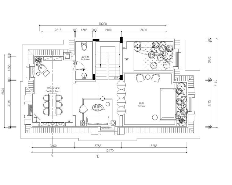 佛山绿岛湖四居室别墅样板房室内装修施工图-4四层平面图
