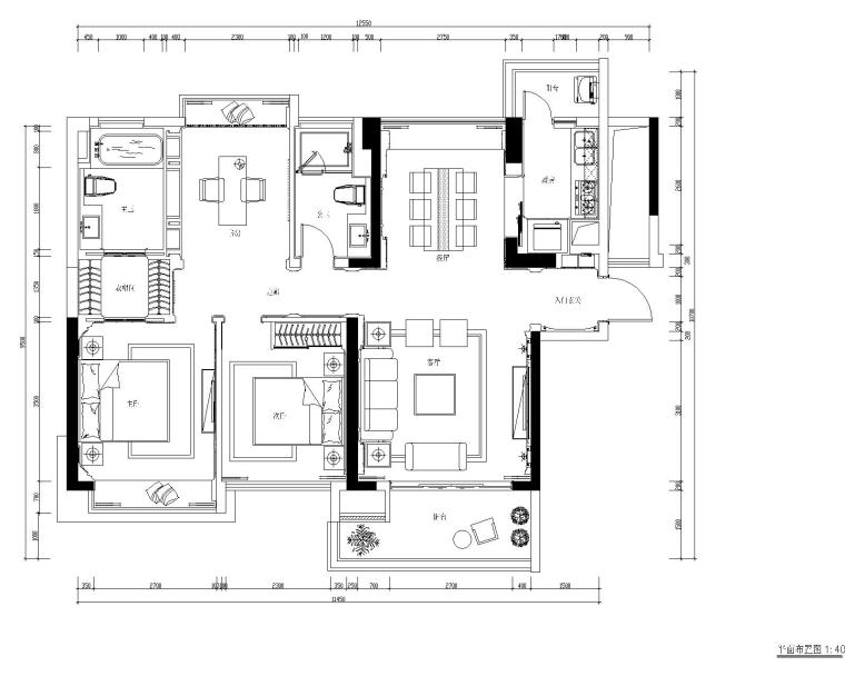 住宅室内装修图下载资料下载-东部现代花园两居室样板房室内装修施工图