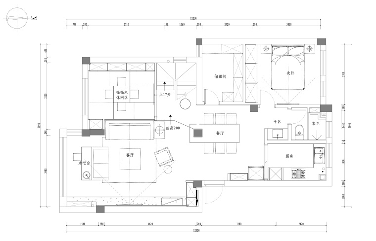 简单装修两居室资料下载-江南名楼两居室样板房室内装修全套施工图