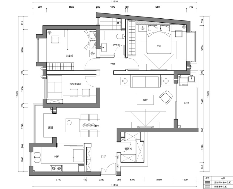 简单装修两居室资料下载-上海宏润国际花园两居室样板房装修施工图