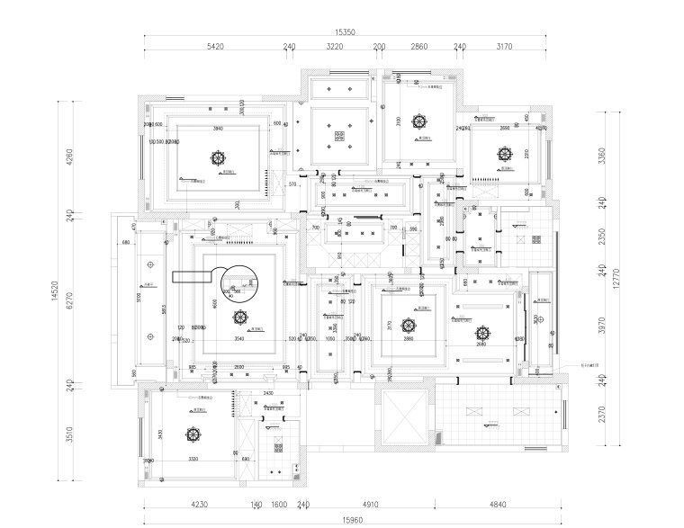 幻城​国宾一号245㎡美式风格样板间施工图-顶面尺寸图_看图王