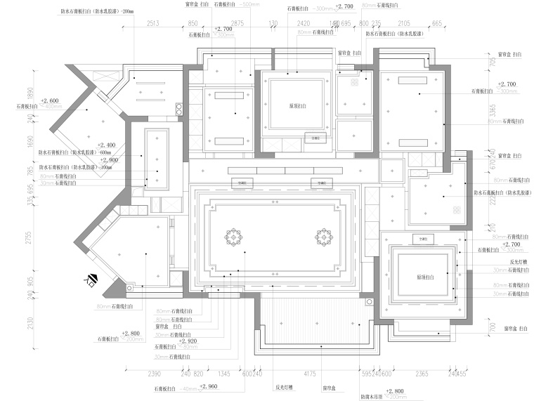 成都市仁和春天国际花园三居室样板间施工图-天花材料图_看图王