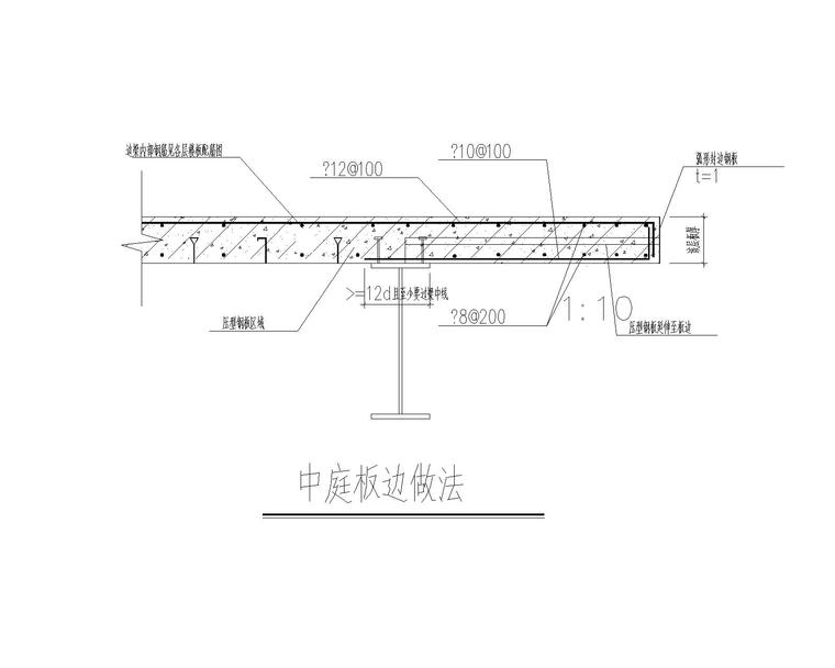 123m钢管混凝土柱一核心筒办公楼建筑结构图-中庭板边做法