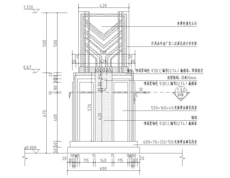 景墙施工图dwg资料下载-景观细部施工图|高端景墙三特色灯具