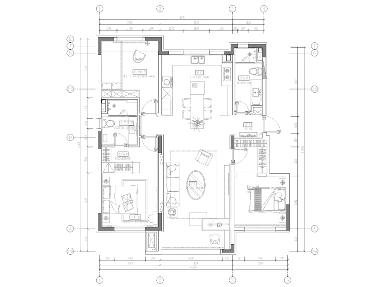 2000平结构施工资料下载-沈阳市美的时代城105平​样板房装修施工图