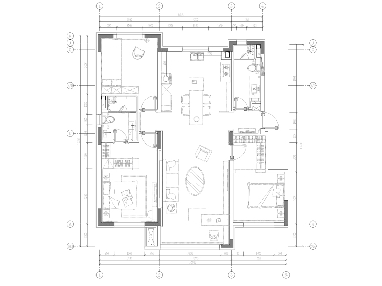 沈阳市美的时代城105平​样板房装修施工图-4给排水点位示意图_看图王