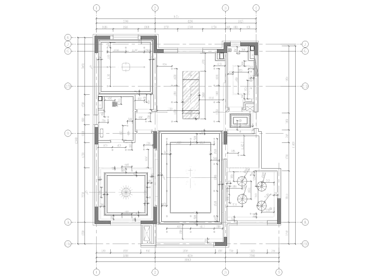 沈阳市美的时代城105平​样板房装修施工图-5天花造型尺寸图_看图王