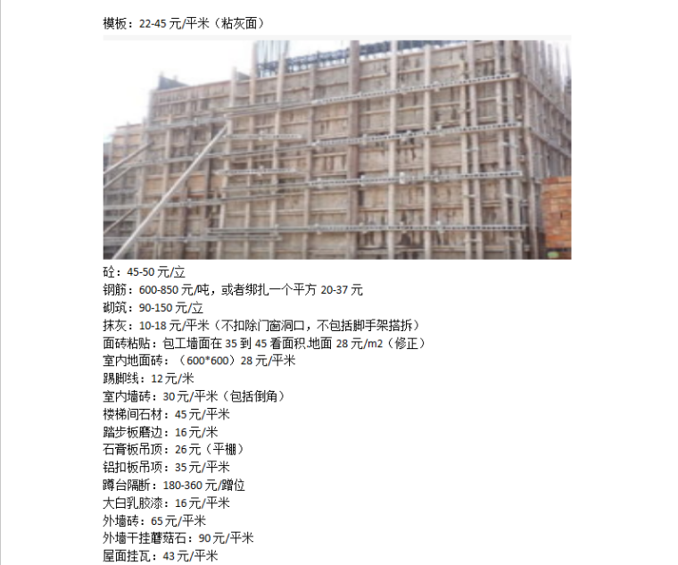 建筑工程包工价格及成本估算（2019年）-图一