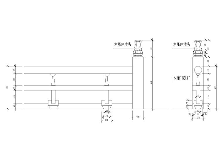 [广西]桂林七层仿古佛塔建筑施工图（CAD）-窗栏杆详图