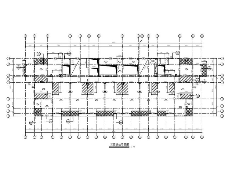 14栋剪力墙+框架结构住宅楼项目结构施工图-2#楼三层结构平面图