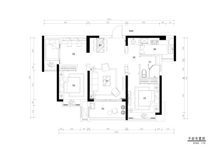 住宅室内装修图下载资料下载-地中海风格三居室样板房室内装修全套施工图