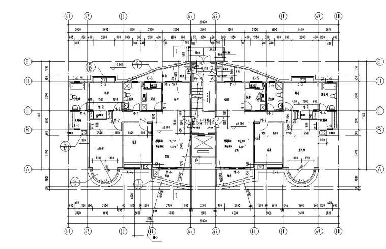 住宅楼户型平面图资料下载-11层1楼梯1电梯住宅楼户型设计图​
