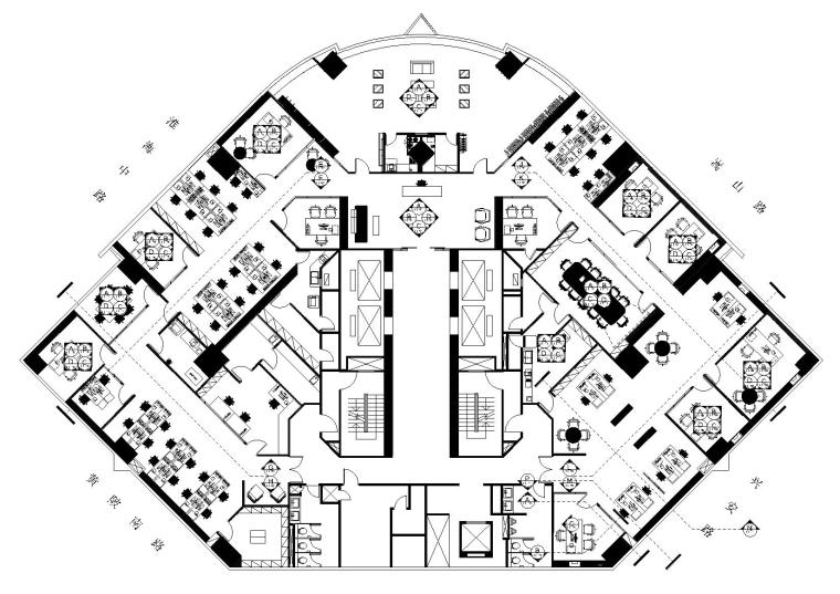 [上海]上海办公室丨效果图+施工图+PDF说明-立面索引图