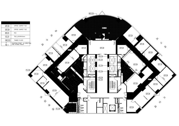 [上海]上海办公室丨效果图+施工图+PDF说明-地面铺装图