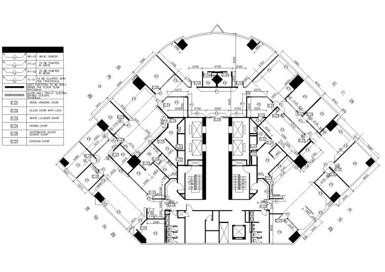 [上海]上海办公室丨效果图+施工图+PDF说明-墙体尺寸图