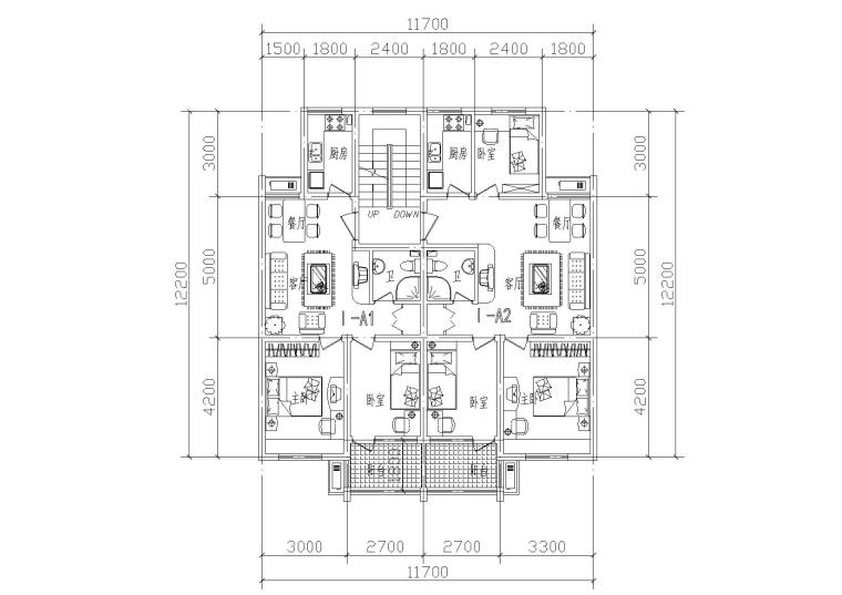 一梯两户套二户型资料下载-多层及高层户型平面图16套