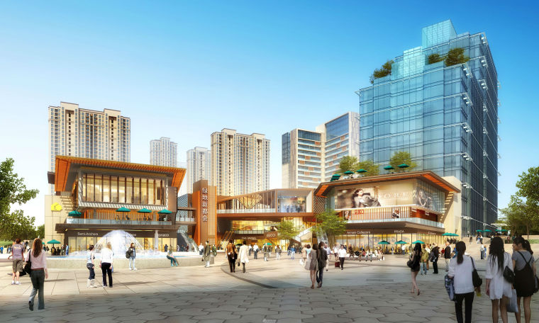 长沙梅溪湖会展中心资料下载-[湖南]长沙绿地新都会建筑模型设计