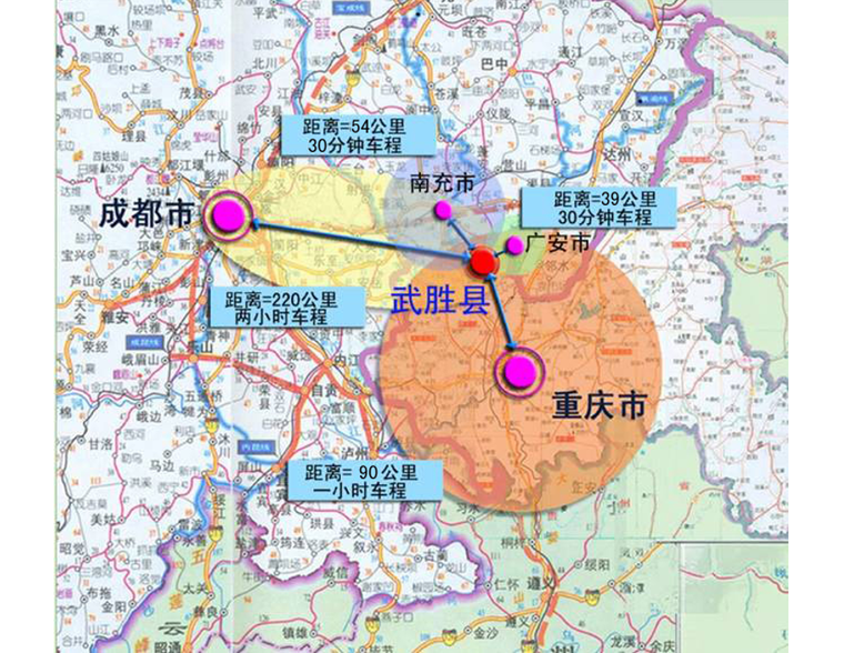 武胜县城乡统筹试验区地理位置分析